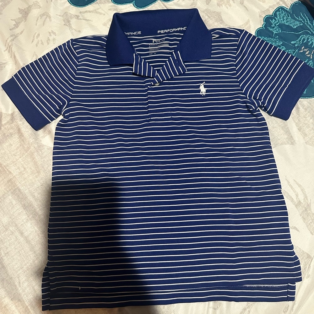 Ralph Lauren Kids Navy and White Striped Polo